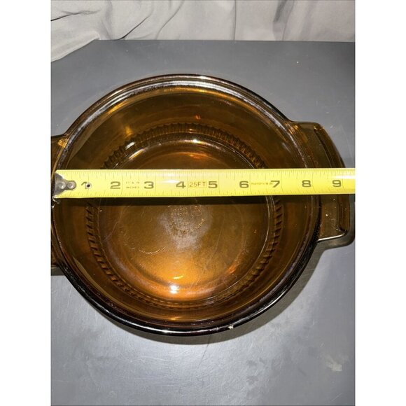 Vintage Anchor Hocking 2 qt Amber Glass Ribbed Casserole Dish 1438 NO LID - Picture 15 of 16